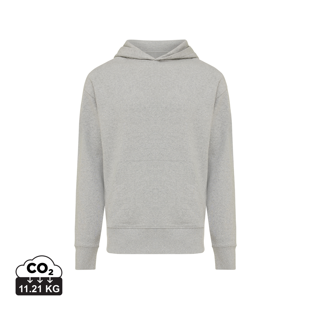 Sweat capuche personnalisable coton recyclé 340g unisexe Iqoniq Yoho heather grey